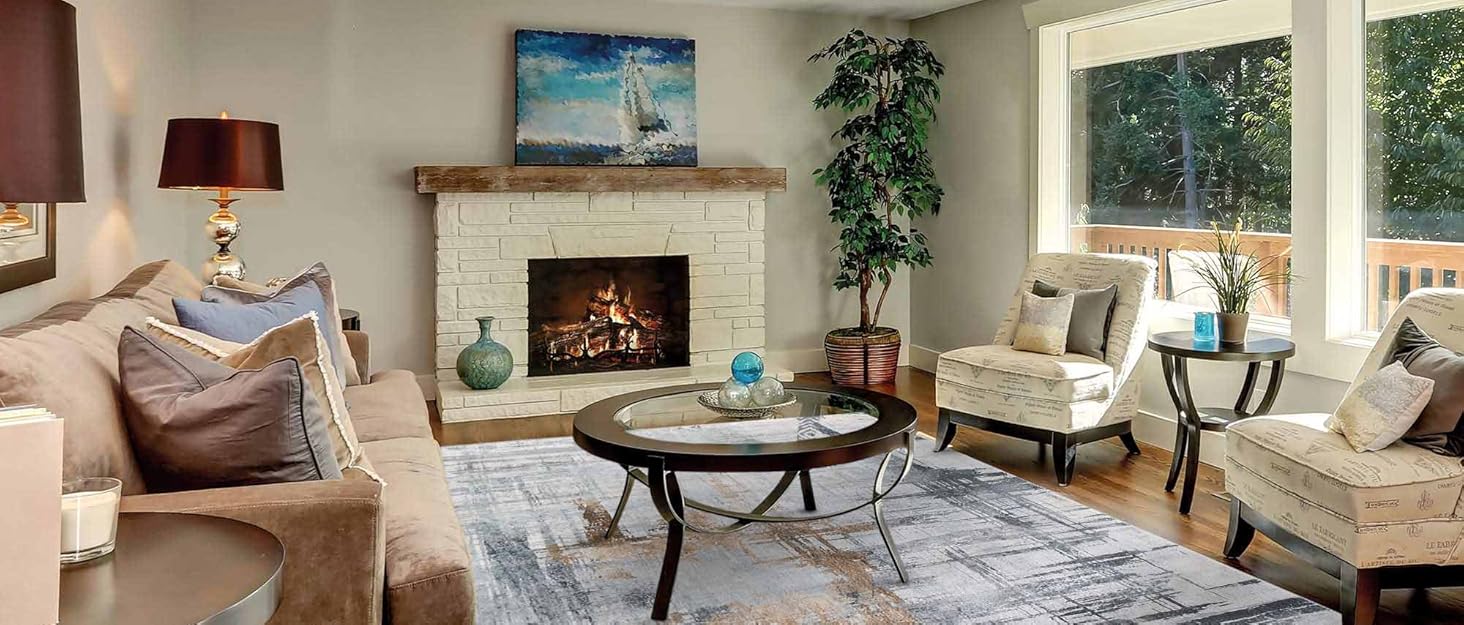 Килим Safunion для вітальні: великий сучасний абстрактний килим з коротким ворсом, м'який килим для спальні (абстрактний, слонова кістка/багатобарвний, 80 x 120 см)