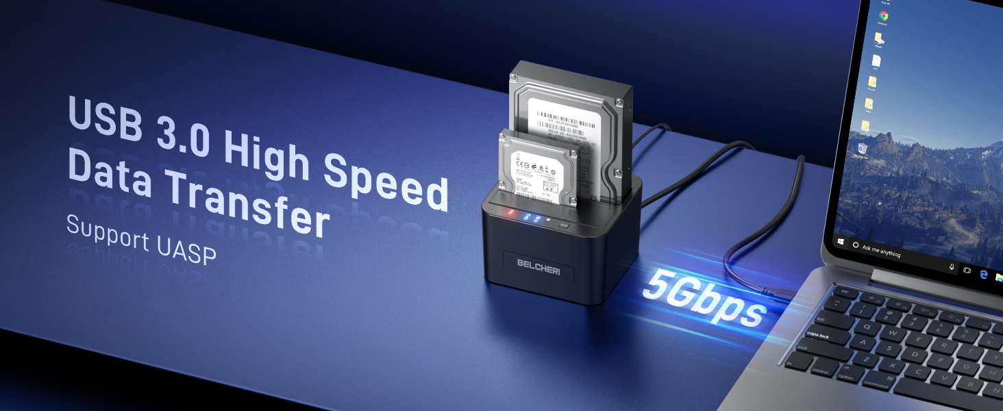 Док-станція для HDD/SSD USB 3.0 на 2 слоти, для 2.5