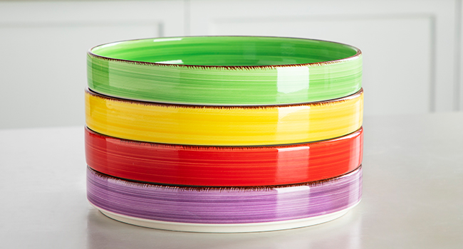 Vancasso Soup Bowls Stoneware, Bonita Soup Plate Set of 4, Pasta Plate, Spaghetti Deep Bowls, Noodle Bowls, Large Salad Bowls, Salad Bowl Dishwasher and Microwave Safe, Colorful