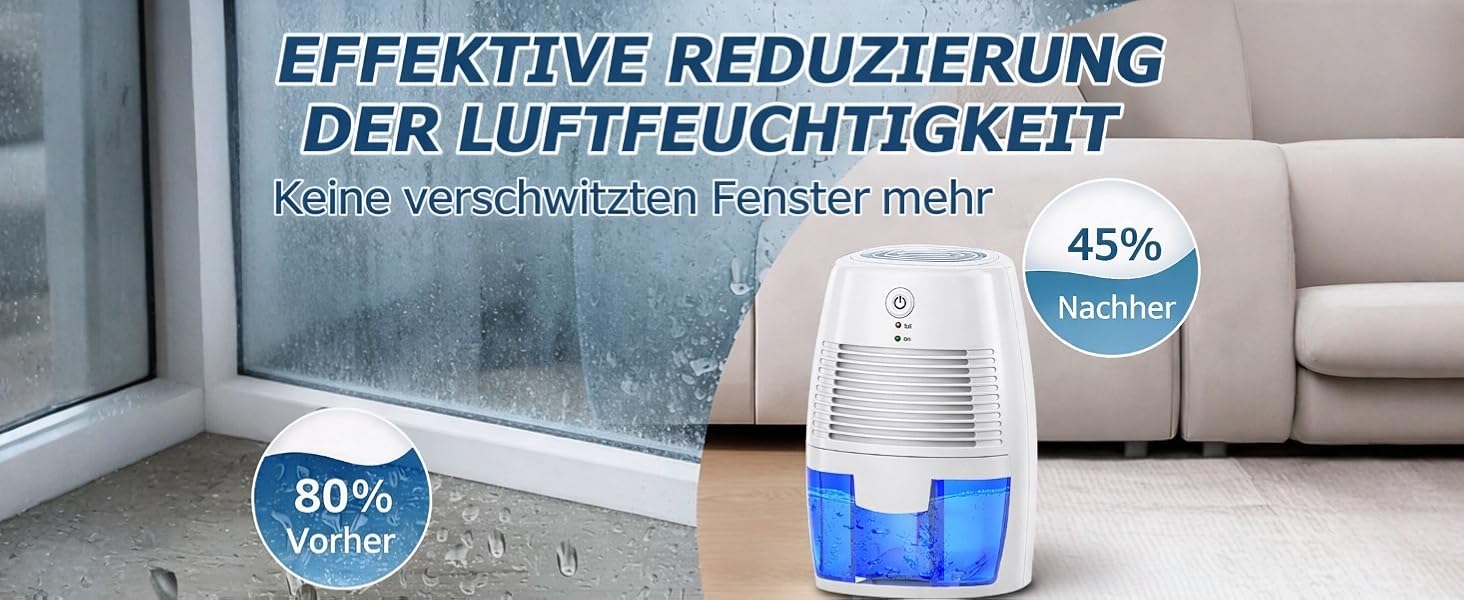 Електричний осушувач повітря 1300 мл - портативний, тихий, для спальні, ванної кімнати та шафи