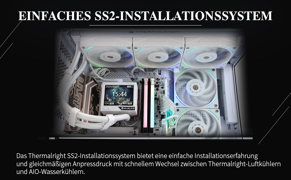 Thermalright Mjolnir Vision 360 ARGB White - СВО для CPU з IPS LCD дисплеєм 320x240, AM5/LGA 1700/1851, 360 мм, MV360 ARGB WHITE