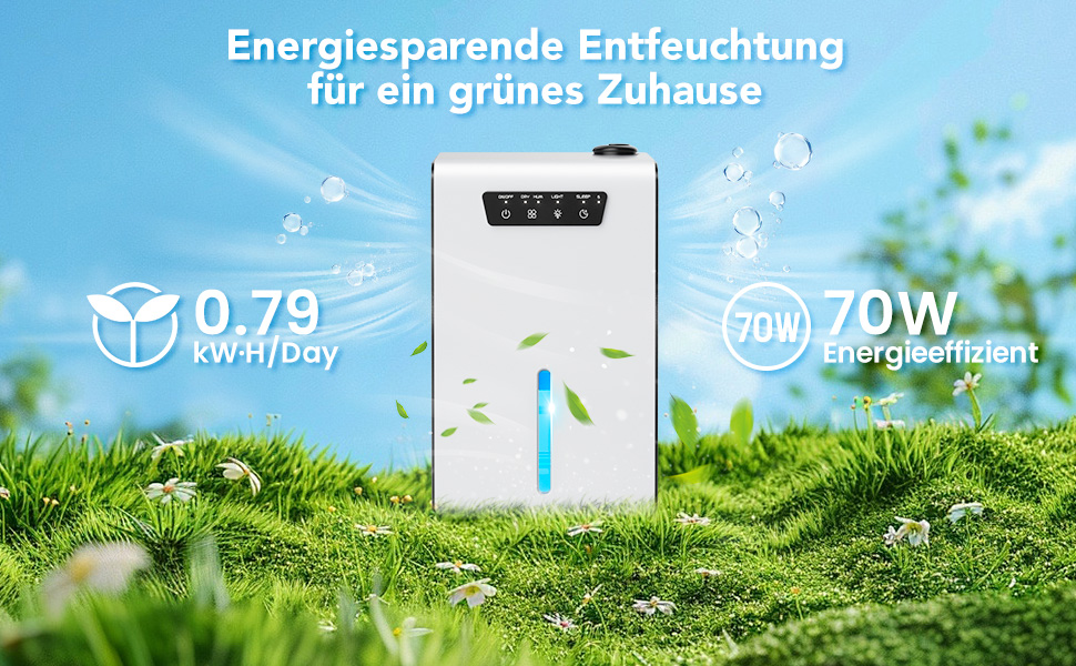 Ofottofo 2-в-1: Електричний осушувач та зволожувач повітря, 3.2л резервуар, 1л/день, 7 кольорів LED, тихий, для спальні, ванної, підвалу