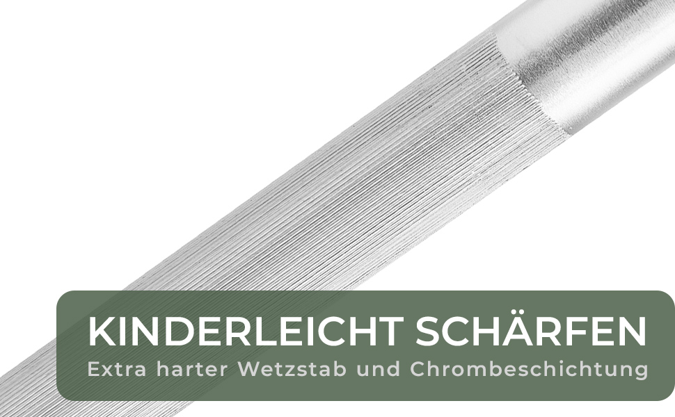 WALDWERK Premium Whetstone - Knife Sharpener made of hardened steel and with a noble wooden handle - 100% plastic-free whetstone for knives - high-quality knife sharpener - sharpen knives like a pro