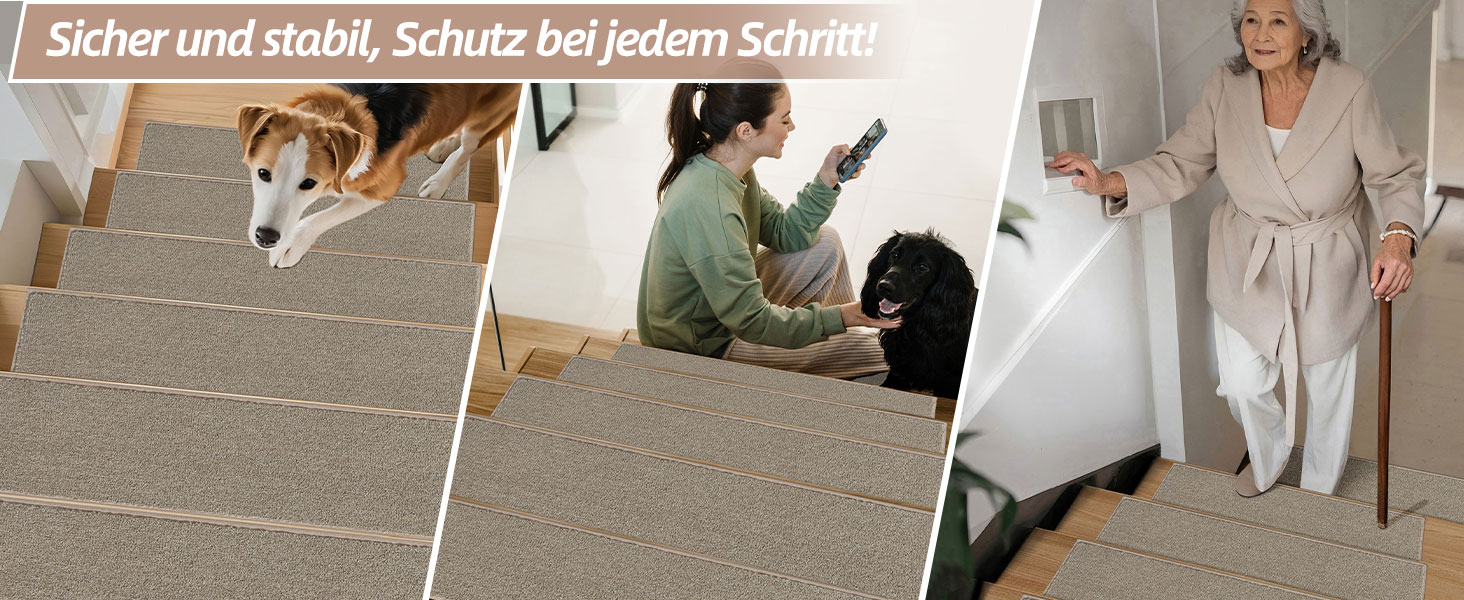 Ковзаючі сходи COSY HOMEER, 15 шт., 70x22 см, самоклеючі, машинне прання, 100% поліестер, TPE-підкладка, для дітей, літніх людей та домашніх тварин