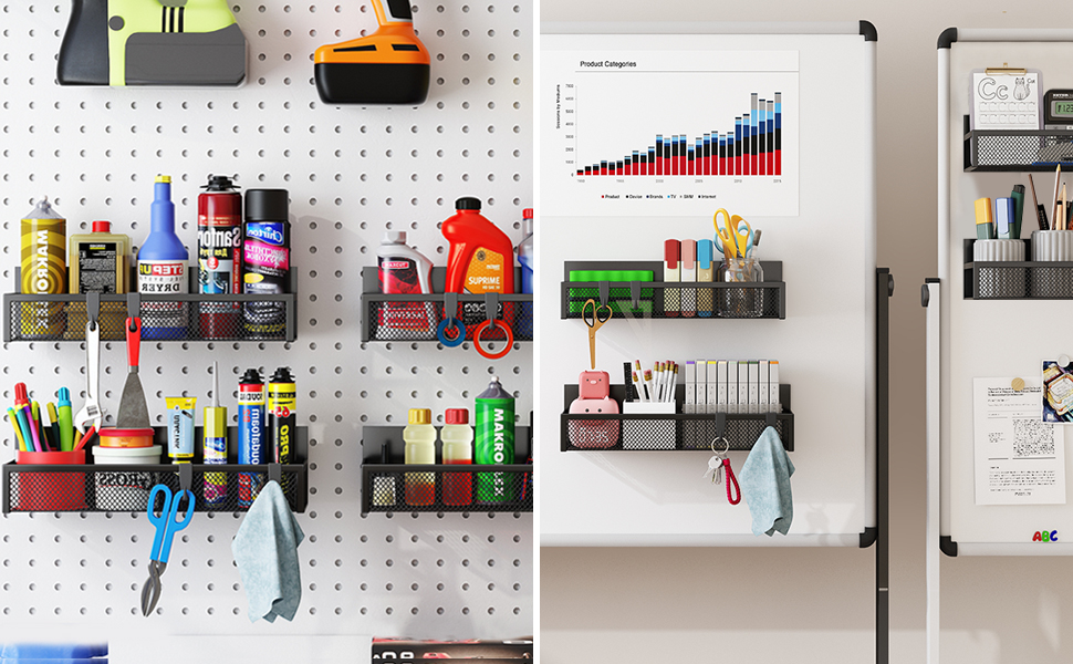 Магнітна полиця для холодильника з 8 гачками, органайзер для кухні (6 шт.)