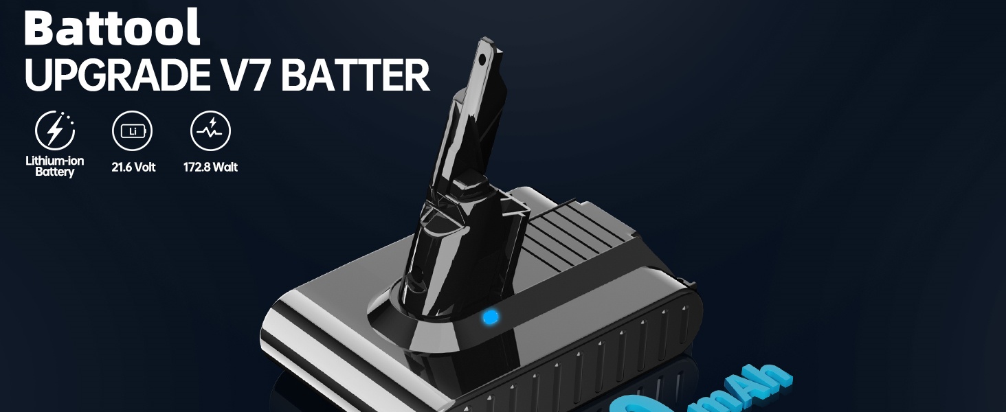 Запасний акумулятор 8000mAh для пилососів Dyson V7 Animal Tigger Motorhead Absolute Pro Fluffy Mattress