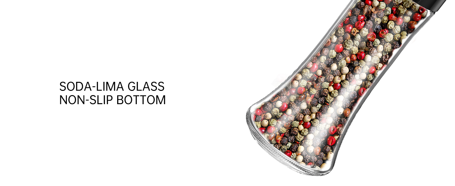 Набір ручних мельниць для солі та перцю CIRCLE JOY - ідеальний вибір для професійних кухарів. Мельниці з керамічними лезами, регульована ступінь подрібнення, скляні контейнери 180 мл, BPA-free, чорно-білий дизайн.