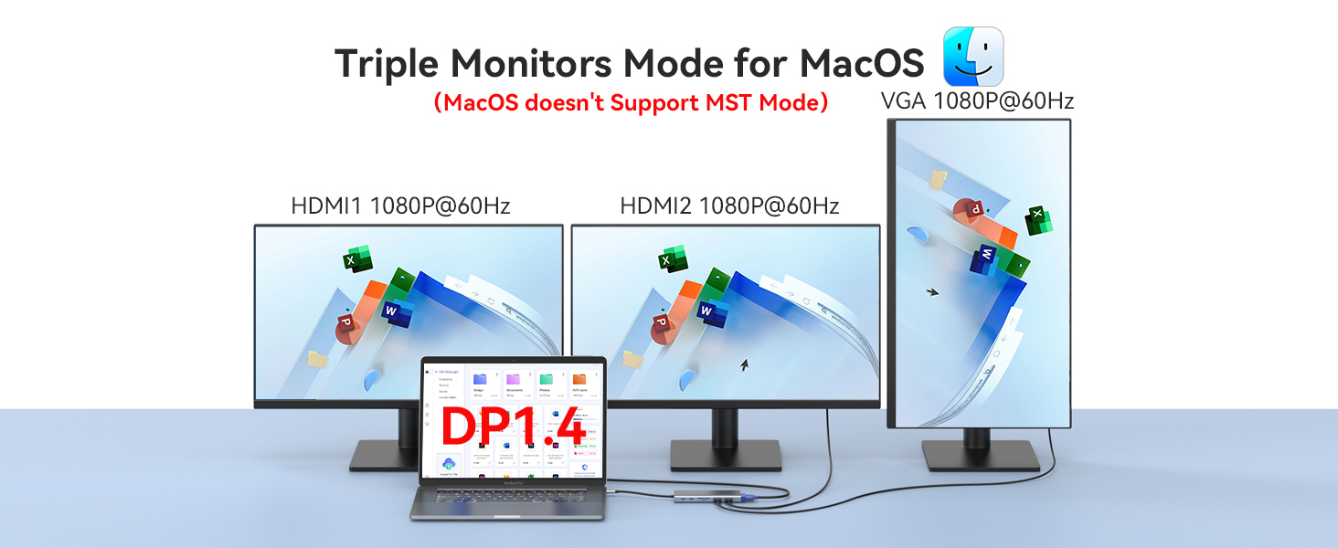 Док-станція USB-C з підтримкою двох моніторів, 14 в 1 для ноутбука: HDMI, VGA, Ethernet, PD, USB, SD/TF, Аудіо