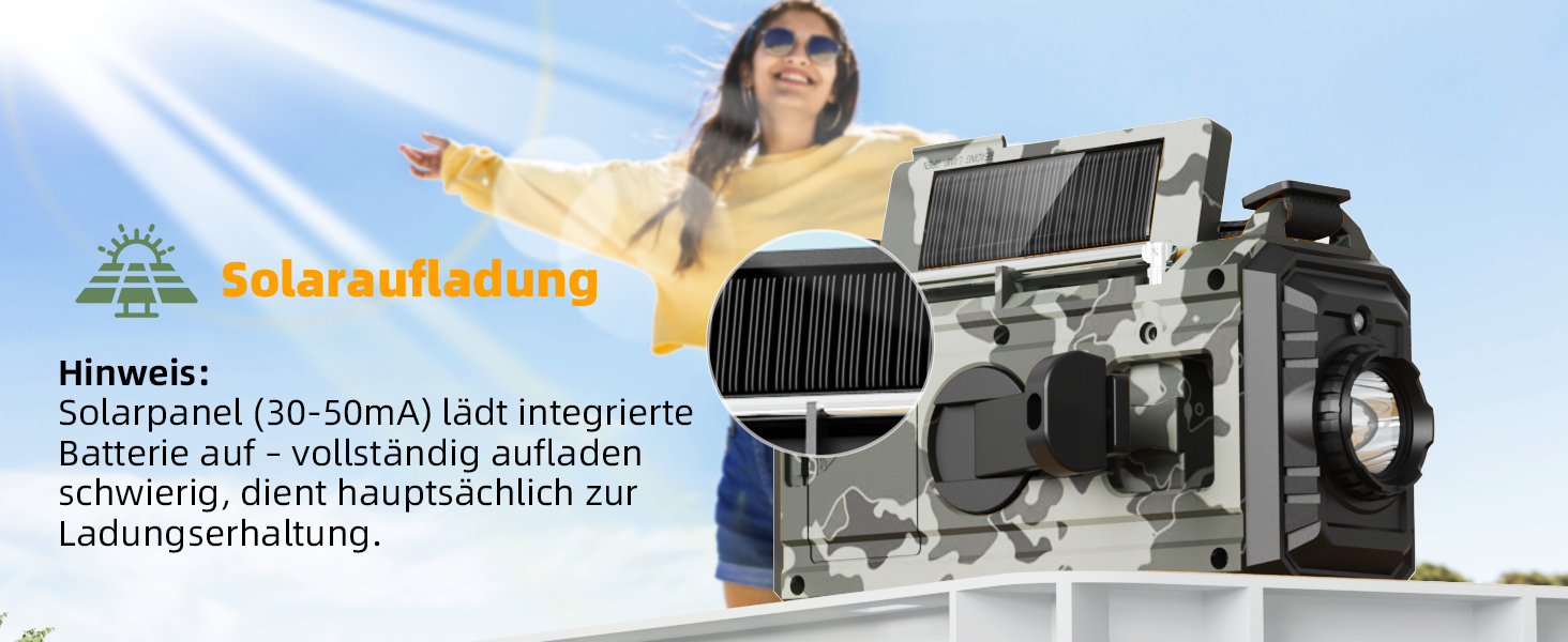 Радіо Roxicosly з ручним приводом, аварійне радіо з Power Bank, AM/FM/SW радіо, радіо з ручним приводом та 5 функціями, світовий приймач, ліхтарик та зарядний пристрій, для відпочинку на природі, кемпінгу та походів (Сірий камуфляж, 12000mAh)