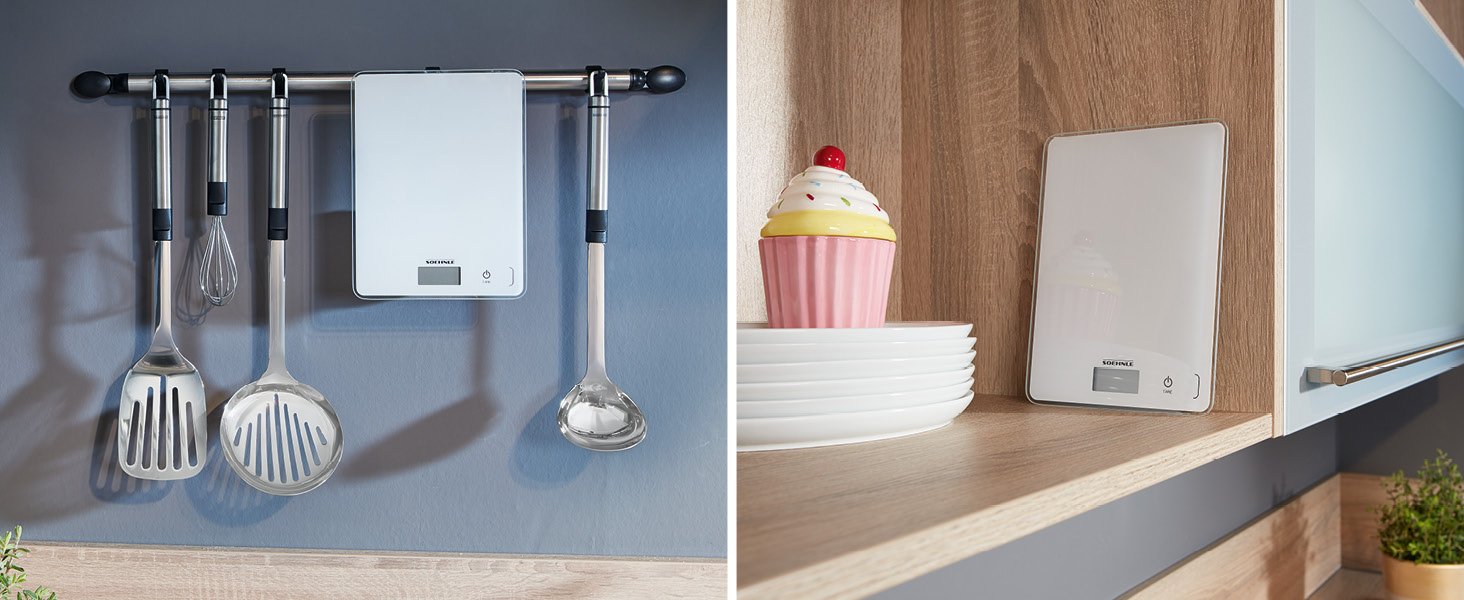 Кухонні ваги Soehnle Page Compact 300 білі, цифрові ваги до 5 кг, LCD-дисплей, функція тарування