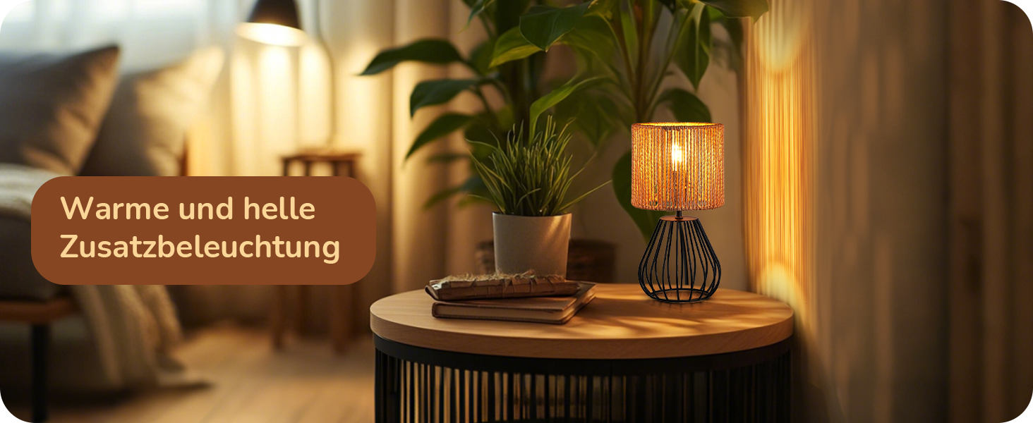 EDISHINE Настільна лампа, сучасний індустріальний дизайн, цоколь E14, вінтажна, для спальні/вітальні, бежево-чорна (тканинний кабель + чорний)