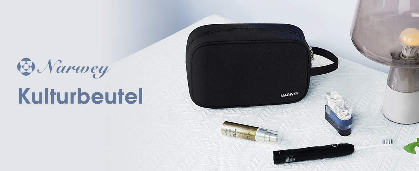 Чоловічий туалетний набір Narwey: водонепроникна, міцна косметичка для подорожей з багатьма відділеннями (чорний)