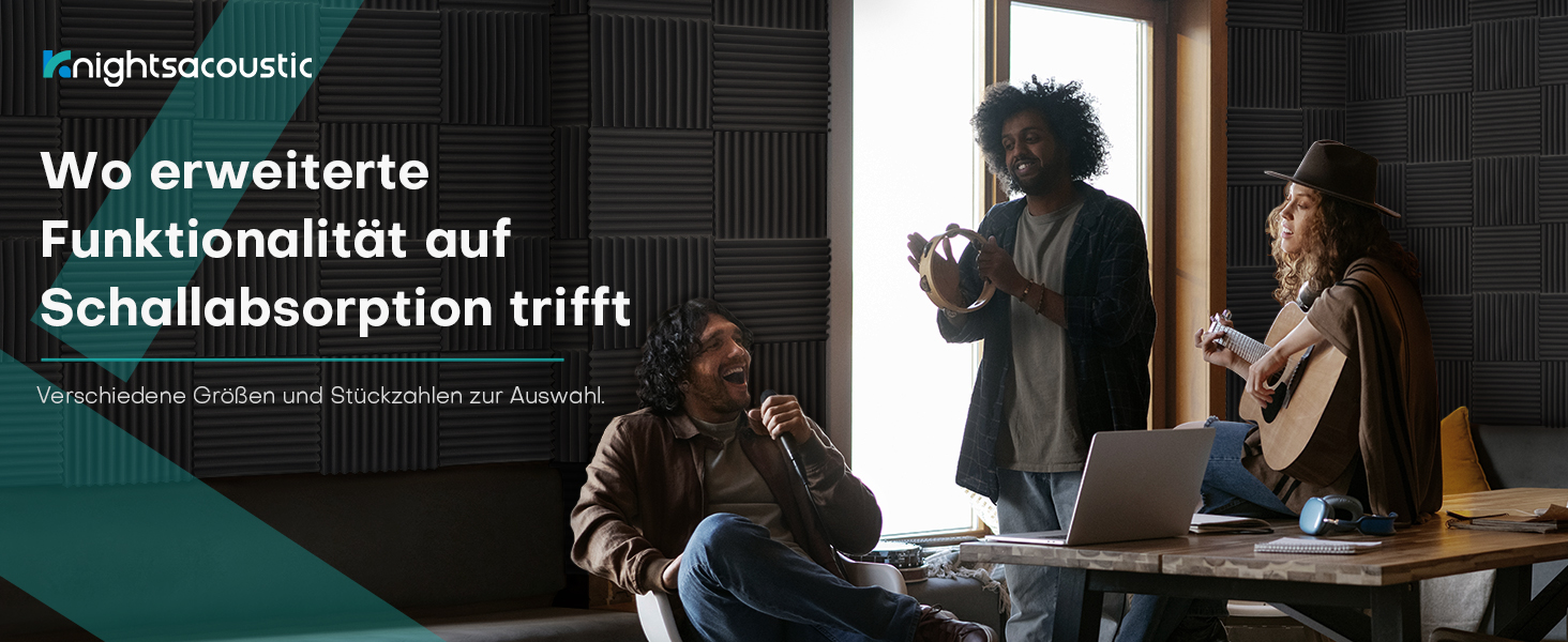 Акустичний поролон Knightsacoustic для звукоізоляції студії, 30x30x2.5 см, чорний, 52 шт — панелі-поглиначі шуму