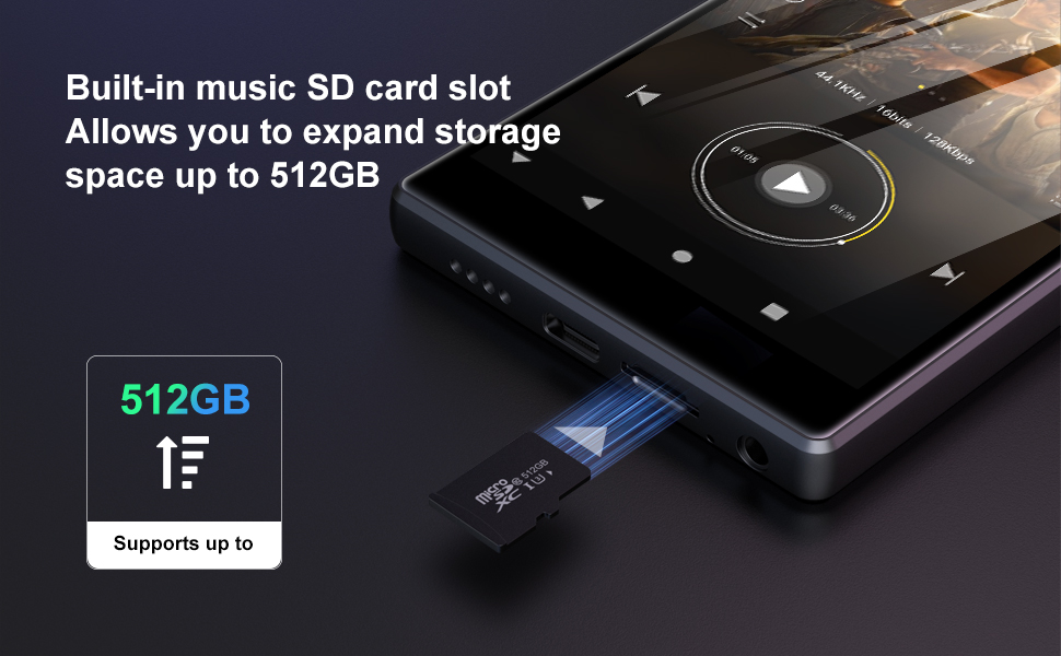 MP3 плеєр 96GB Android 13.0 з Bluetooth, Wi-Fi, Spotify, FM-радіо, чорний