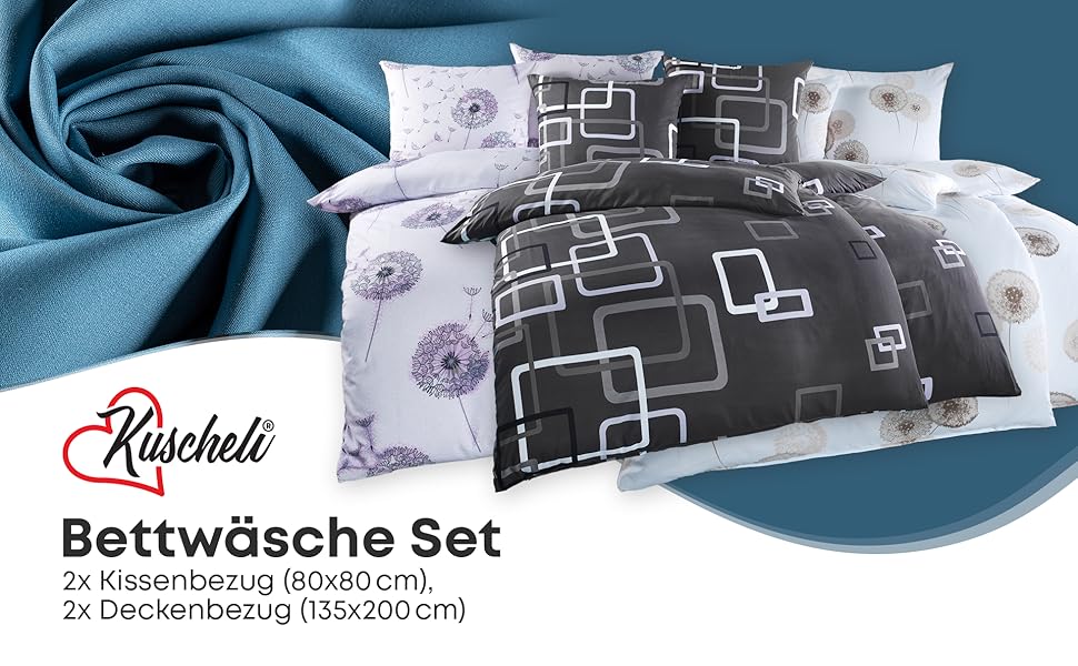 Комплект постільної білизни Kuscheli® 135x200 4 частини, мікрофібра, сертифікат ÖkoTex, дизайн 