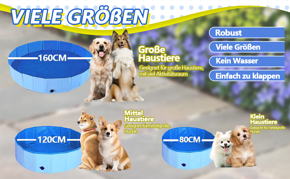 Зручний надувний басейн для собак та котів XL 160x30 см, розкладний, водонепроникний, антиковзкий
