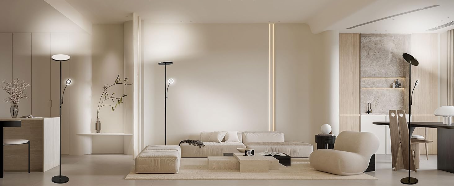 LED-стійка лампа Modlicht 35W з регулюванням яскравості, чорна, 4200LM з пультом ДУ та сенсорним керуванням, 3000-6000K, для вітальні, спальні, офісу