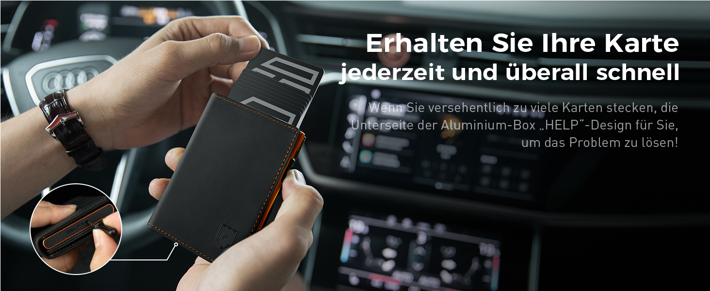 Чоловічий гаманець MagSnap Portmonee з відділом для монет, RFID захистом, для 10+ карток, чорно-помаранчевий