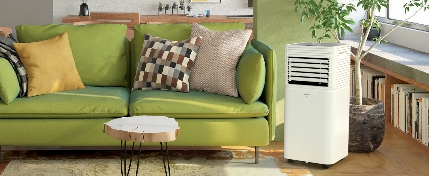 Мобільний кондиціонер MEDION E701 (9000 BTU) з випускним шлангом, для кімнат до 25м², 3-в-1 (охолодження, осушення, вентиляція), з пультом дистанційного керування, функція сну, MD 37730