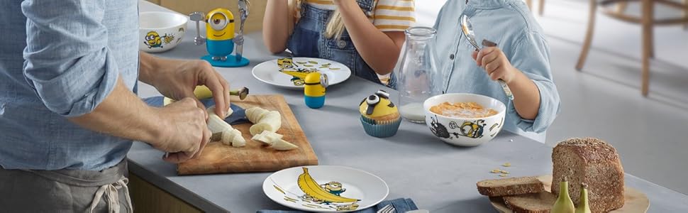 Набір дитячого посуду Minions WMF Cromargan® 4 шт. з нержавіючої сталі, від 3 років, без гравіювання, придатний для миття в посудомийній машині