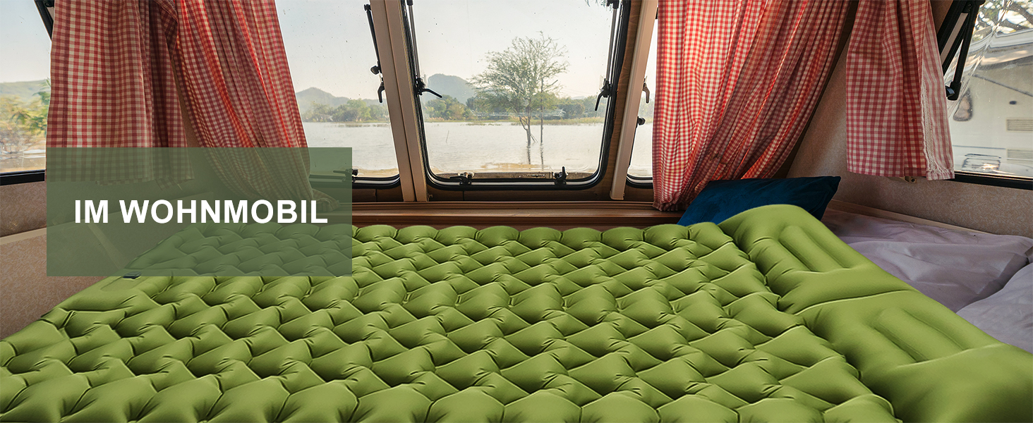Self-Inflating Camping Mat with Integrated Pillows - Ultralight Double Sleeping Pad