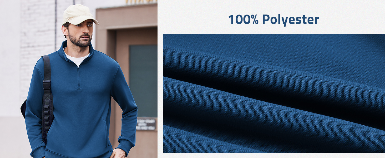 Світшот чоловічий PINSPARK з ¼ блискавкою, довгим рукавом, без капюшона, чорний, XL