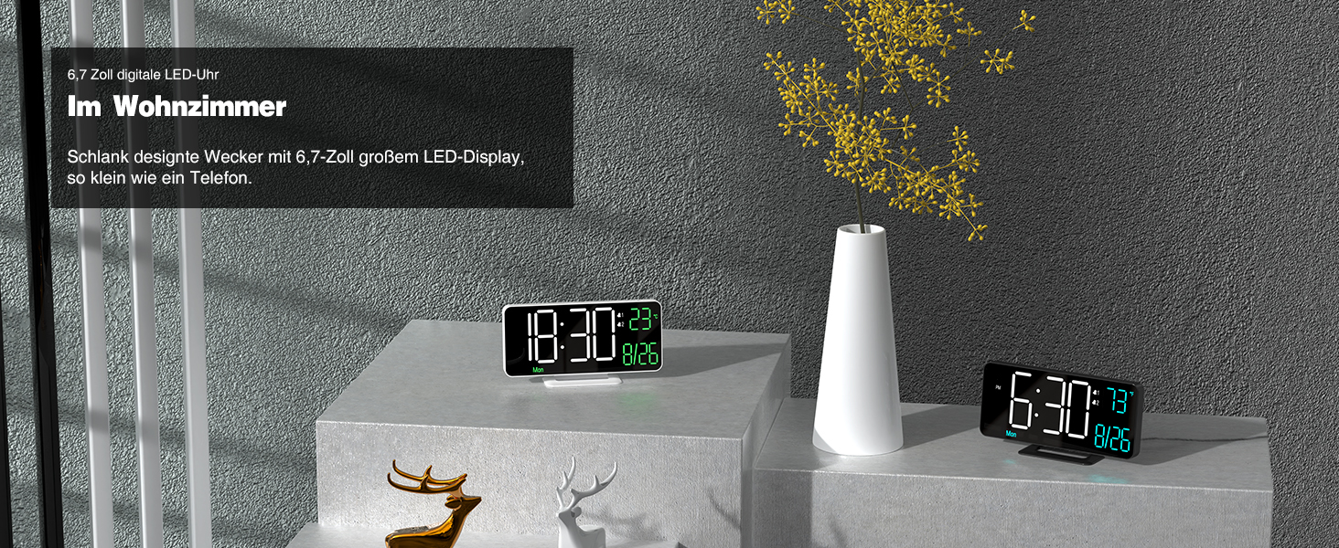 Цифровий LED будильник для спальні KOSUMOSU 6.7