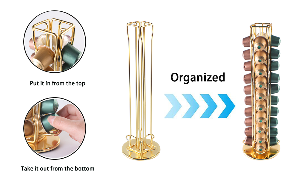 Тримач для капсул Nespresso Sevenline, органайзер на 40 капсул (золотий)