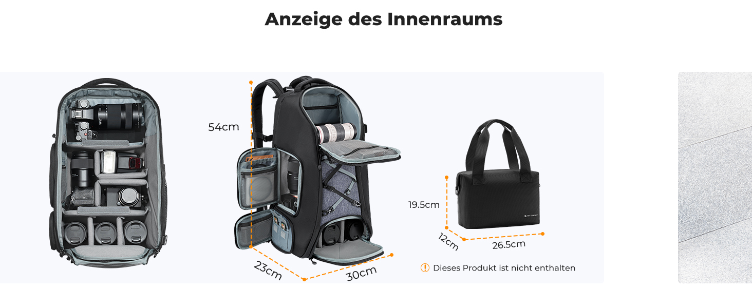Рюкзак для камери K&F Concept 30L, водонепроникний, з захистом від дощу, для DSLR/SLR, 16