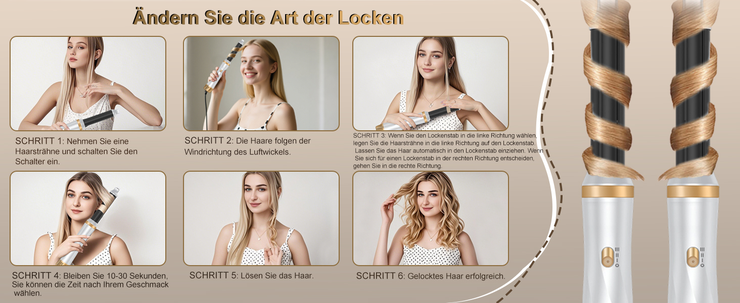 Фен-щітка 5 в 1 для волосся: стайлер, плойка, об'єм, локони