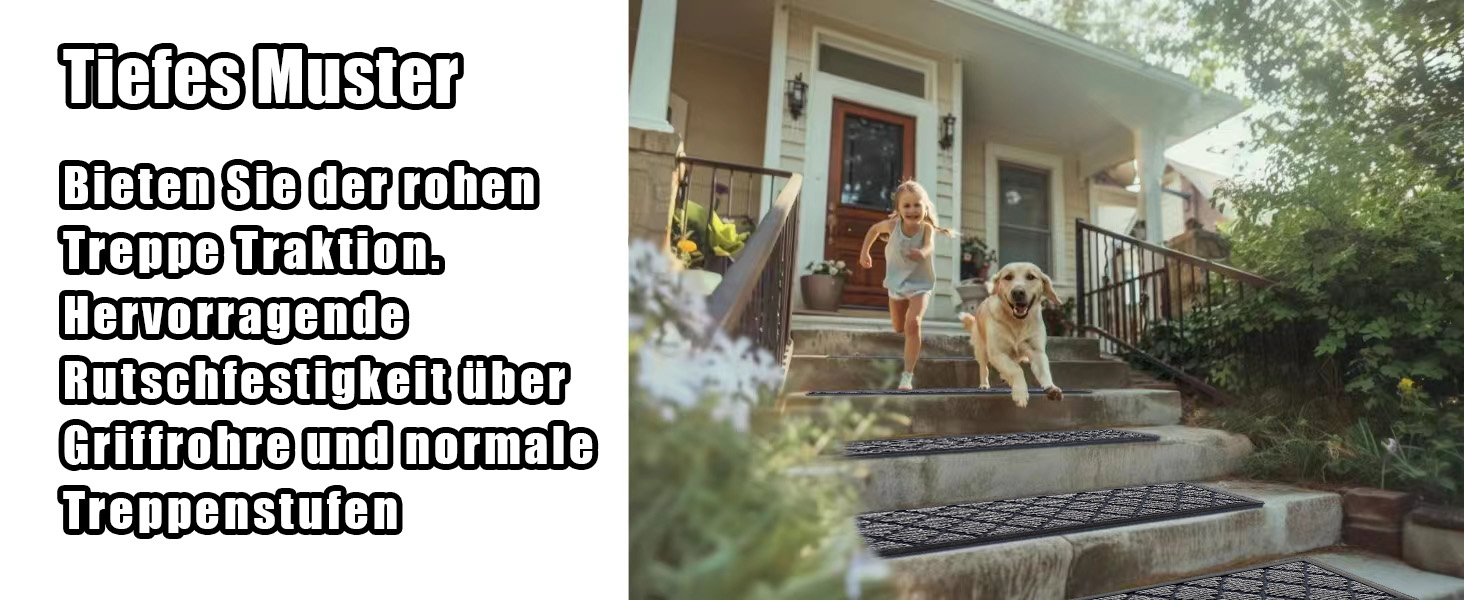 Гумові килимки на сходи зовнішні Aucuda, 6 шт., 76x22 см, сірі, антиковзкі, вологостійкі, теплоізоляційні для вулиці