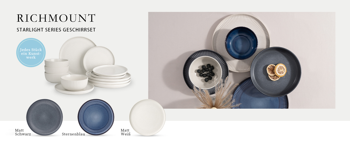 Набір посуду Starlight, 18 предметів: тарілки для 6 осіб, рельєфний, мікрохвильова піч та посудомийна машина, анти-подряпини, реактивна глазур, матовий бежево-білий