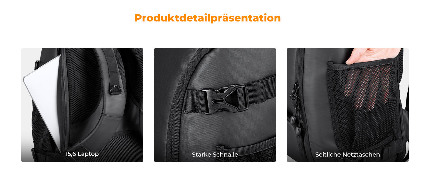 Фоторюкзак K&F Concept 25L: Водонепроникний рюкзак для фототехніки з захистом від дощу, відділенням для ноутбука 16 дюймів (чорний)