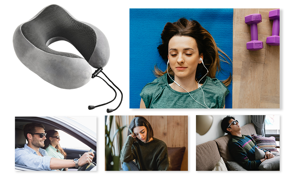 Подушка для шиї Poligono для подорожей: м'яка, комфортна, з піною з пам'яті, компактна, блакитна