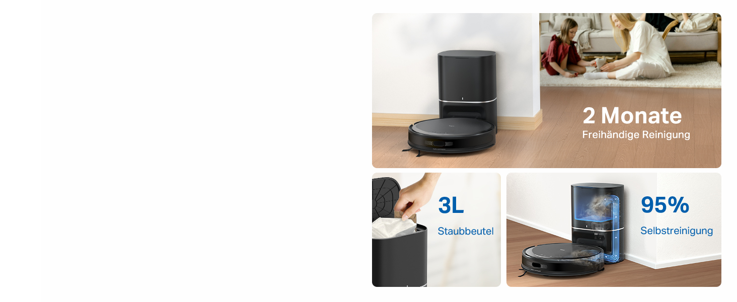 Робот-пилосос Tapo RV20 Max Plus з функцією миття та автоматичною станцією самостійного очищення, 5300Pa потужність всмоктування, 83 мм товщина, сумісний з Alexa & Google Assistant, керування через додаток