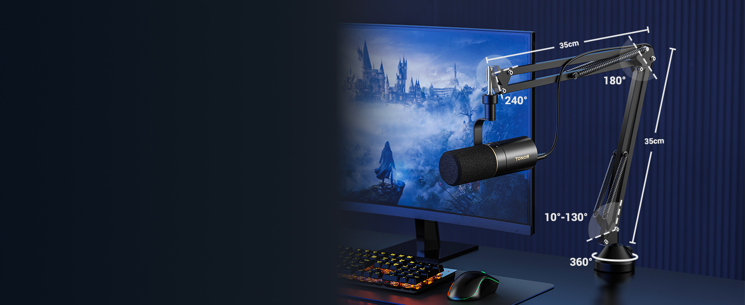 Мікрофон TONOR TD510+ для запису та стрімінгу: XLR/USB, динамічний, з кріпленням та кнопкою вимкнення мікрофону