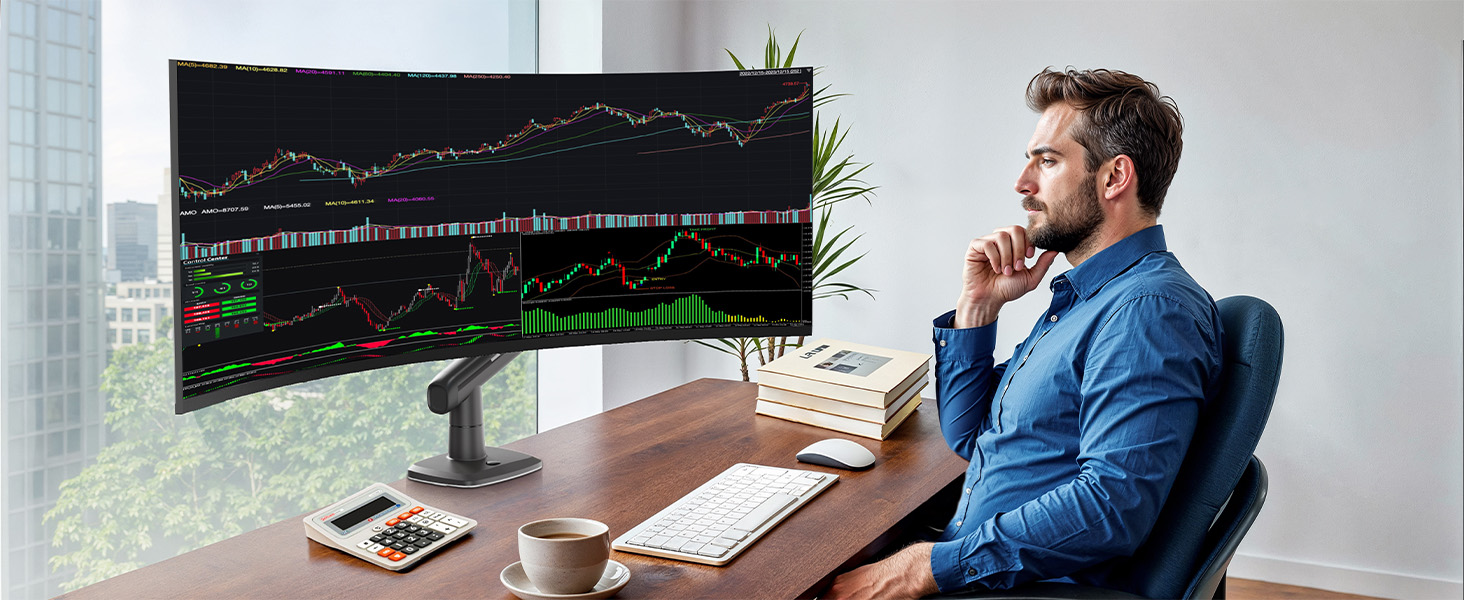 Кріплення для монітора HUANUO для Ultrawide екранів до 49 дюймів, 18 кг, регульований кронштейн, VESA 100x100mm, без RGB підсвітки