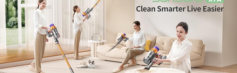 Бездротовий пилосос SunSare X7A: потужний, 45 kPa, 550 W, 60 хвилин, 7 в 1, з підзарядкою та самостійним паркуванням