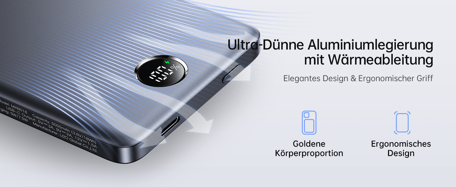 iWALK Powerbank MagSafe 5000mAh з LED-дисплеєм (Сірий) - Бездротова зарядка для iPhone 17/16/15/14/13/12