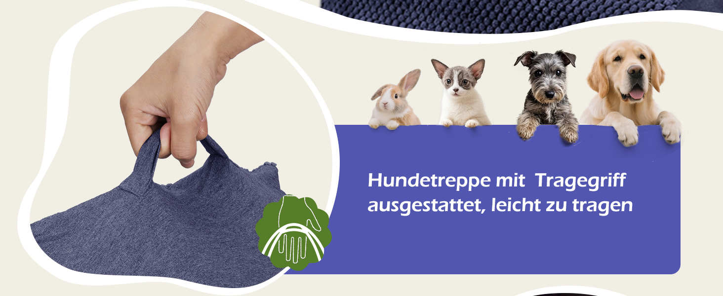 Сходинки для собак Eukue: 2/4 сходинки для маленьких собак до ліжка/дивану, з щільного пінополіуретану, портативні, знімний чохол (білий/синій)