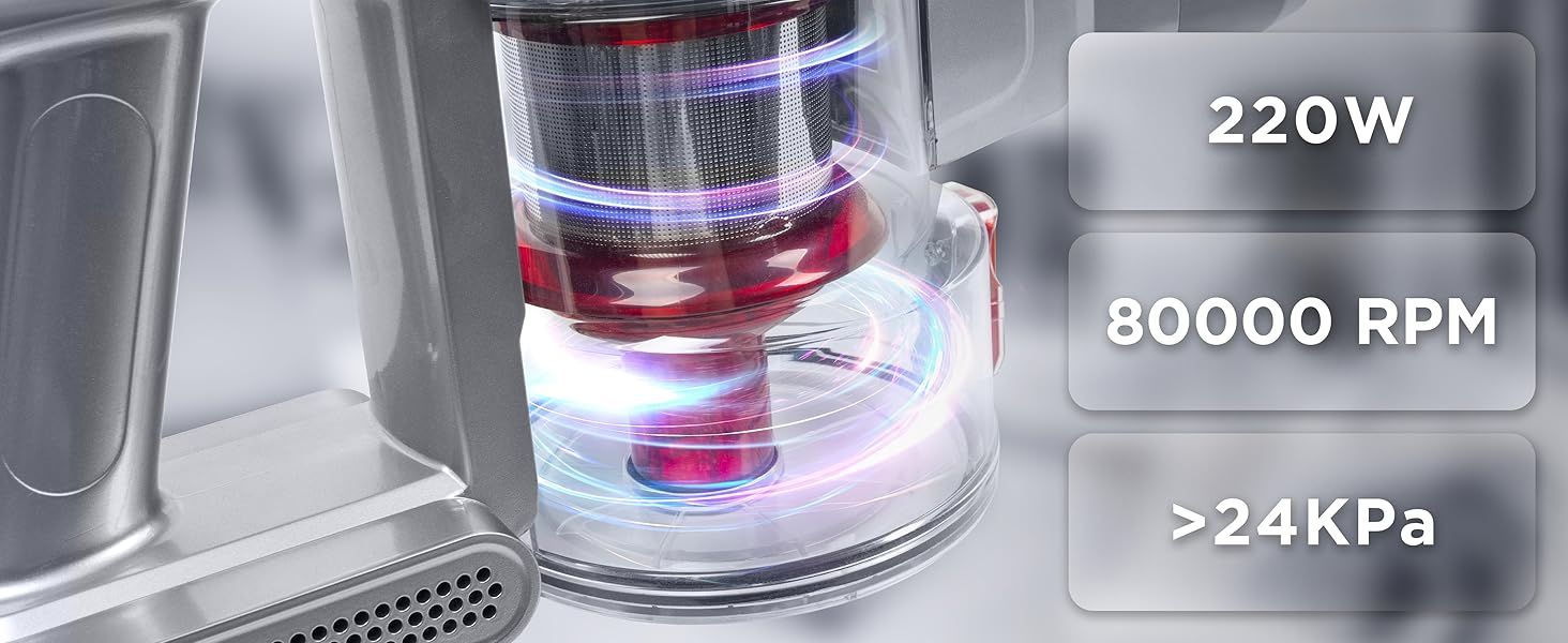 Duronic VC24: Бездротовий акумуляторний пилосос 220W з HEPA-фільтром, 3 швидкості, 50 хв роботи, без мішка