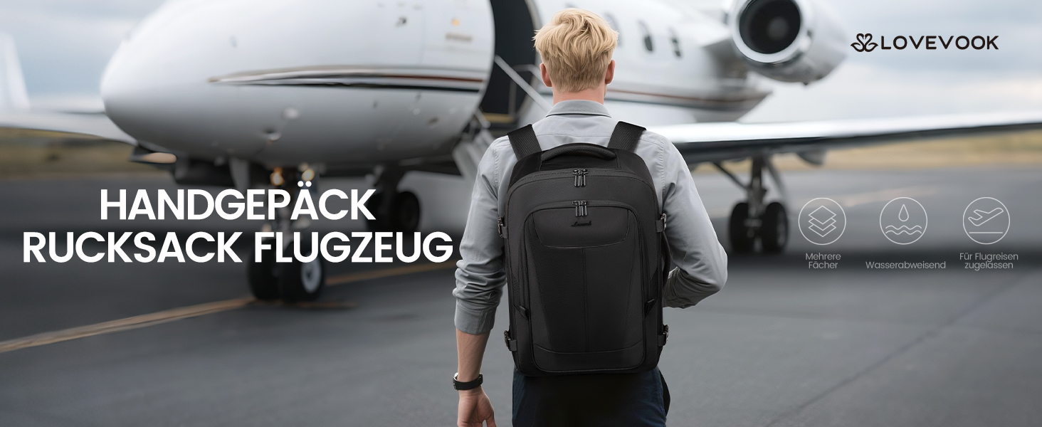 LOVEVOOK Рюкзак для ручної поклажі, 40L, для ноутбука 17.3