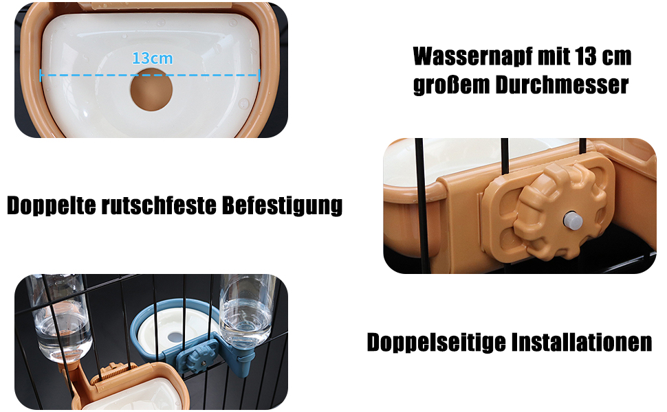 Автоматична поїлка для собак у клітку, 480мл, антиперелив, фонтанчик для собак, котів та кроликів (сірий)