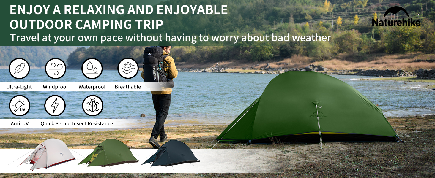 Намет Naturehike Cloud Up 1 для 1 особи, ультралегкий, 4-сезонний, для кемпінгу