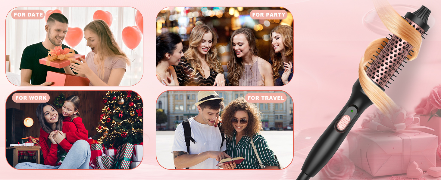 UKLISS Hairstyler 6 в 1: професійний стайлер для волосся з насадкою-фен, керлер, щітка для укладки, фен-щітка, фен, випрямляч | для локонів, об'єму, випрямлення та сушіння (перламутровий) (елегантний чорний)