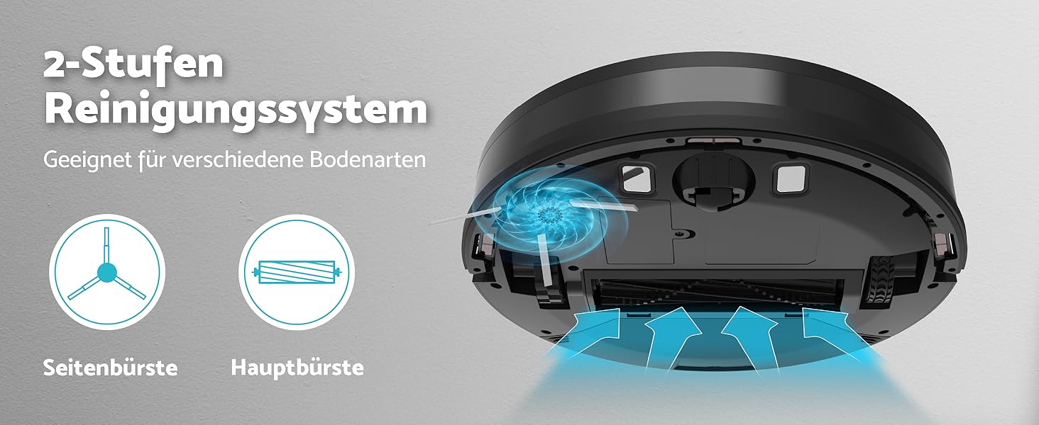 Робот-пилосос Aeco VacuBot з функцією миття підлоги (5000Pa, навігація лазером, до 160хв роботи, пульт, додаток)