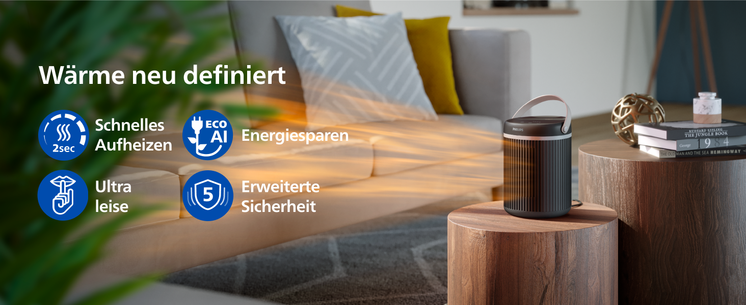 Керамічний тепловентилятор-товпіль Philips Smart 5000 серії, 2000 Вт, чорний