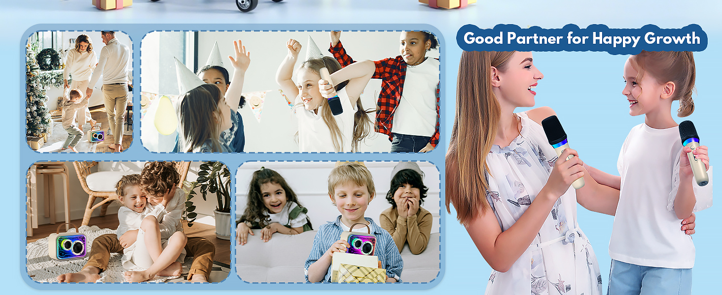 Караоке машина JYX з 2 бездротовими мікрофонами, портативна Bluetooth колонка для дорослих та дітей, PA система, підтримка TF картки/USB, AUX вхід, TWS для вечірок (D30)