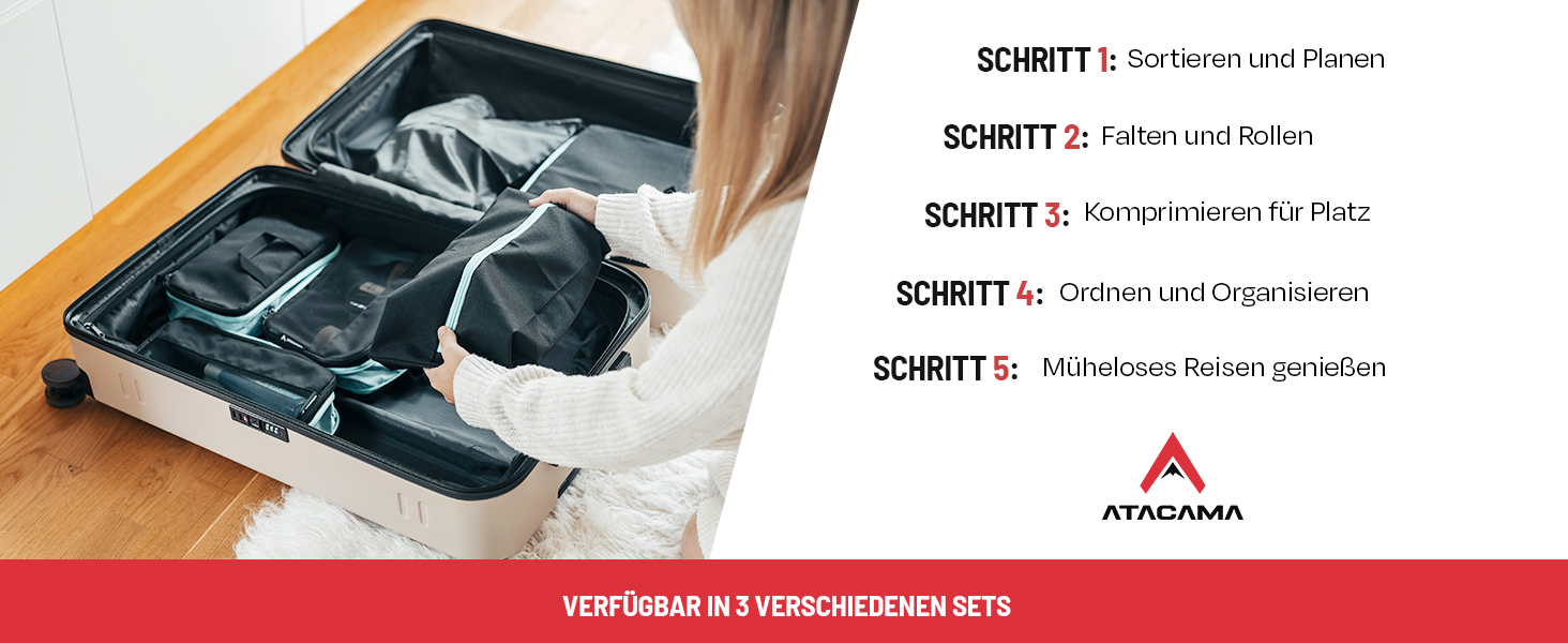 Набір компресійних кубиків для багажу Atacama Premium: 6 шт. (чорний)