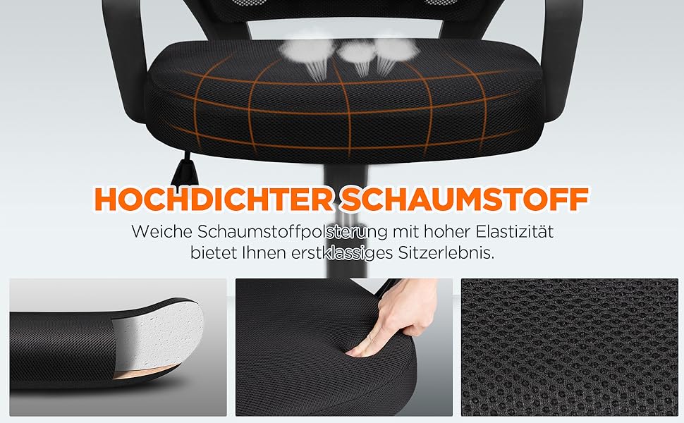 Офісне крісло Yaheetech ергономічне, з сітчастою спинкою та підлокітниками, поворотне, для начальника, з функцією гойдання, регульоване по висоті, підходить для ваги до 136 кг, чорне